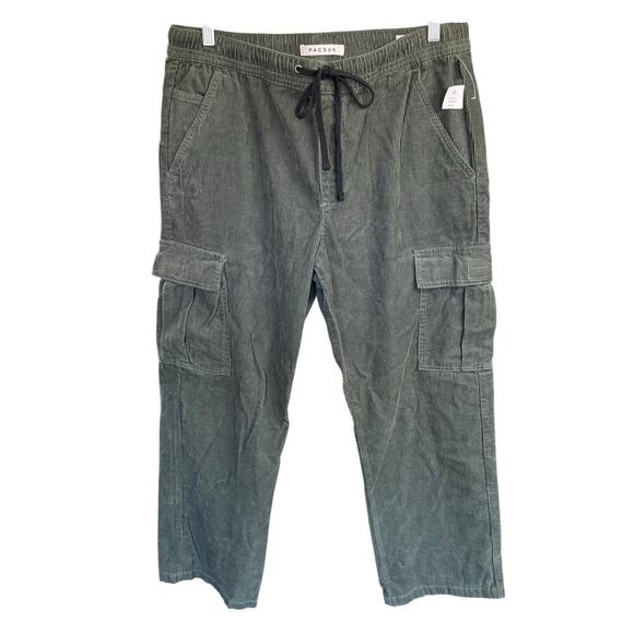 Pacsun Pants Corduroy Green Loose Cargo L 29" Inseam Fishermancore Fishingcore - Picture 1 of 10